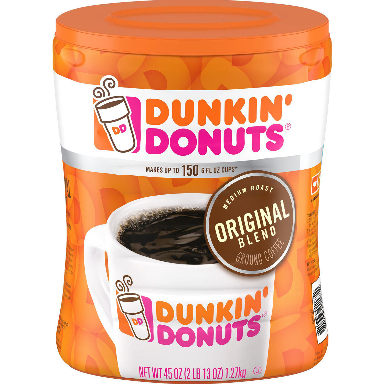 (image for) Dunkin' Donuts Original Blend Ground Coffee Medium Roast (45 oz) - Click Image to Close